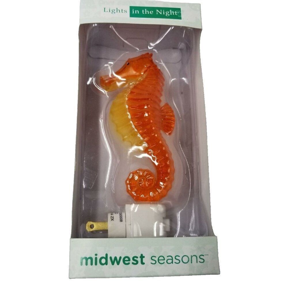 Midwest Seasons Lights in the Night Orange Seahorse Nightlight New
